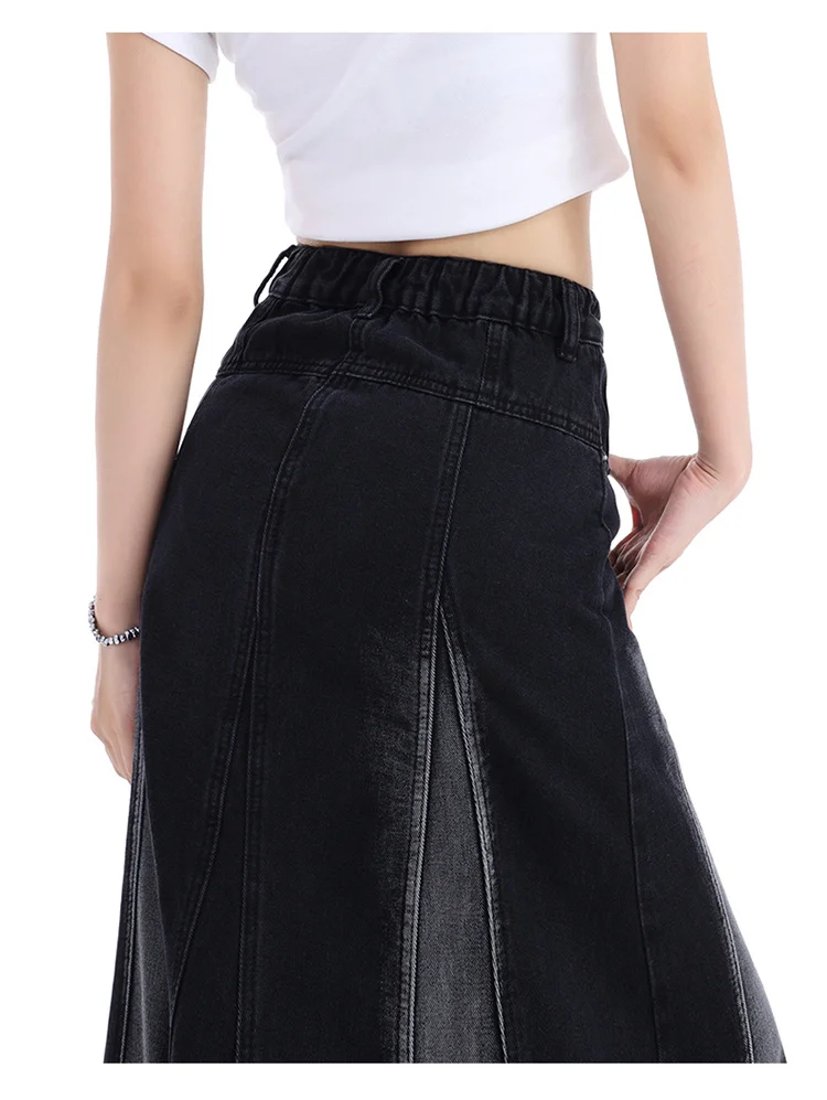 2024 Women Black Denim Skirt Y2k Elegant A-Line Skirt Harajuku Korean High Waist Instagram high street trend Jean Skirts