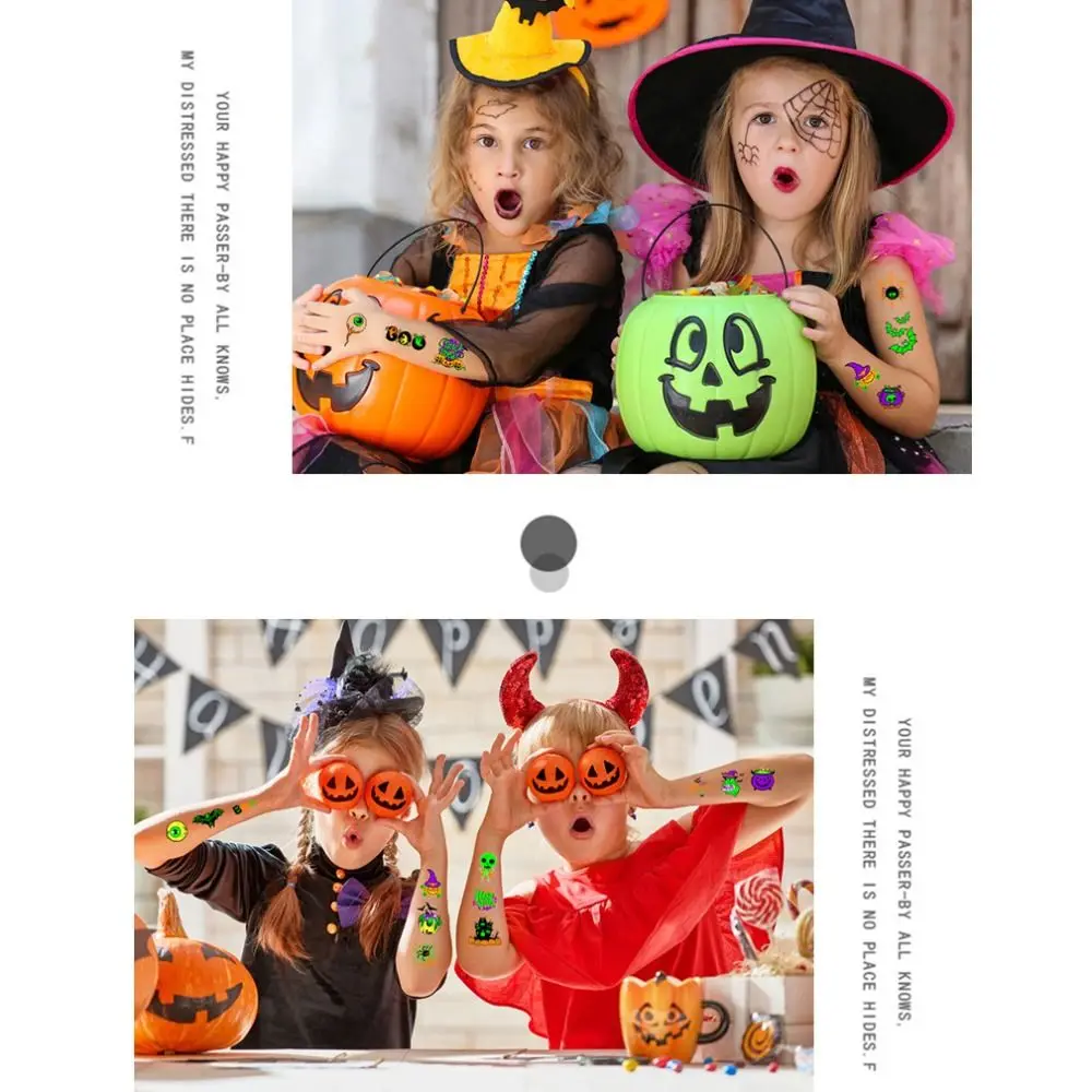 10Pcs/Set Fake Tattoo Glow Party Tattoo Stickers Waterproof Temporary Fluorescent Tattoo Sticker Party Decor Disposable