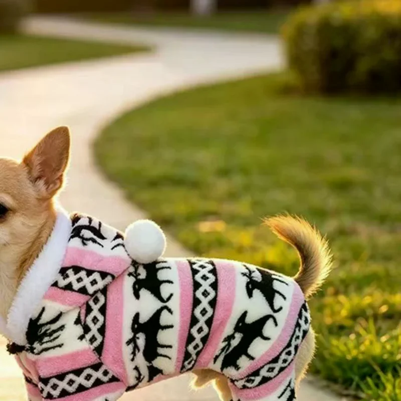 Dog Pajamas Warm Christmas Dog Coat Fleece Thermal Dog Clothes Puppy Jumpsuit