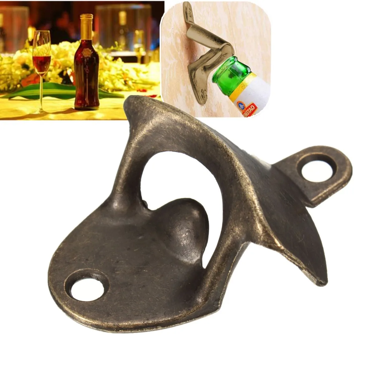 Wall Mounted Beer Bottle Opener Zinc Alloy Soda Beer Wine Bottle Opener Vintage Heavy Duty Bottle Opener for Kitchen Party New