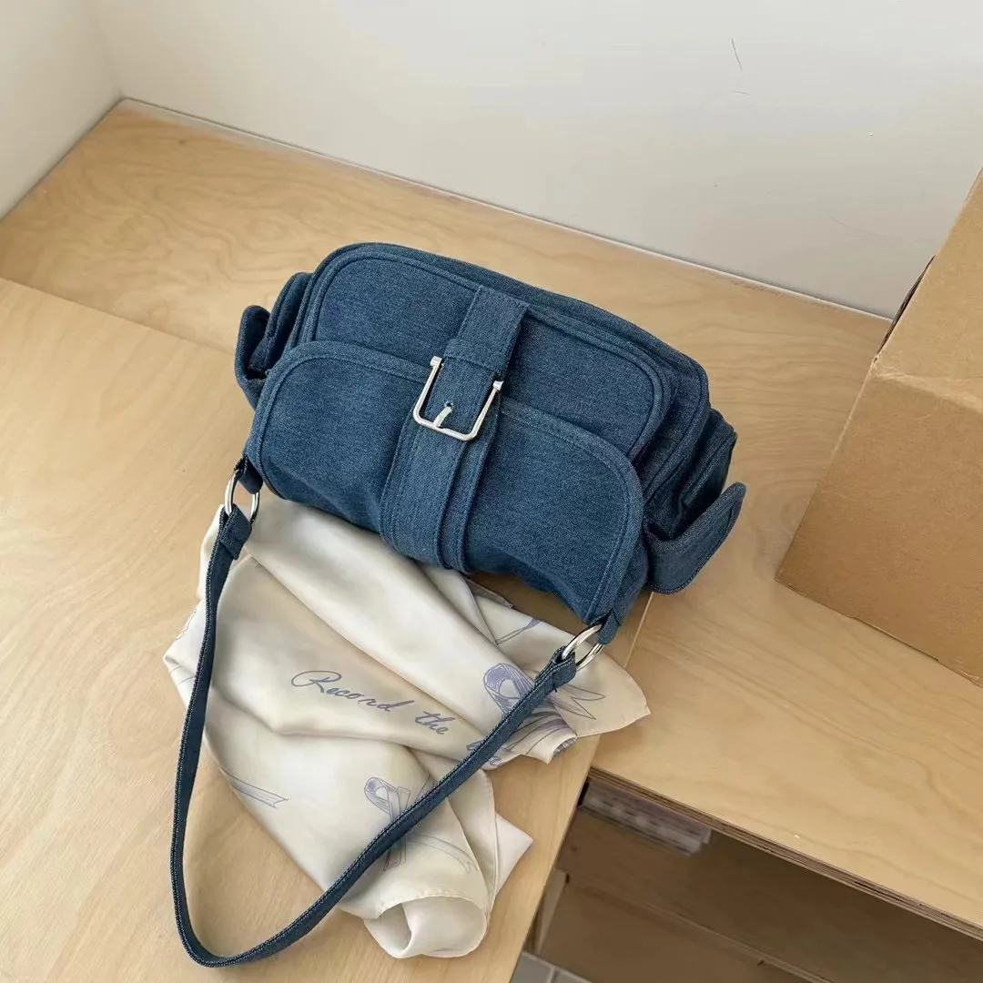 

Kpop джинсовые женские сумки на плечо с широкими ремнями, женские сумки-мессенджеры, женские сумки, синие ковбойские женские сумки-тоут bolsas