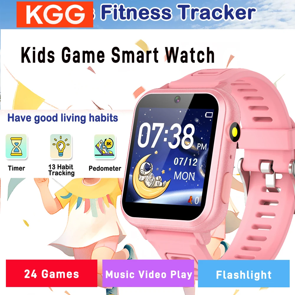 

Детские умные часы, 24-игры, камера, музыка, MP3, воспроизведение, фонарик, шагомер, трек для привычек, образовательные инструменты, таймер, детские игровые часы