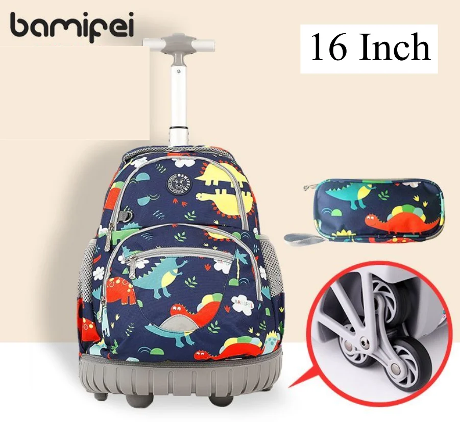 18 Inch  Rolling Backpack 6 wheels 16 Inch Travel Luggage Suitcase Girls Wheeled Backpack for College School Trolley Bags Boys