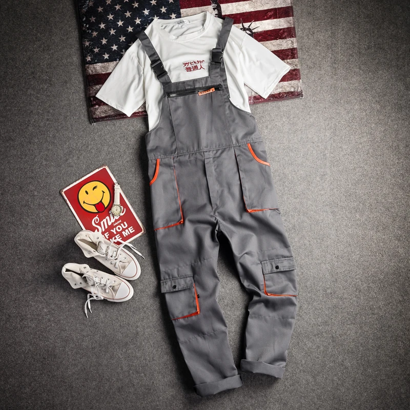 

Men's Long Sleeve Jumpsuit Worker Clothes Cargo Pockets Zipper Fly Overalls Labor Casual Coveralls Plus Size Workshop Uniform