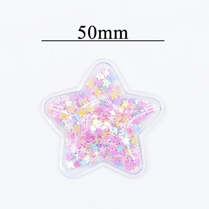 8Pcs/lot 50mm Star Transparent PVC Filling Multicolor Sequin Applique for DIY Crafts Headwear Hair Clips Accessories Patches