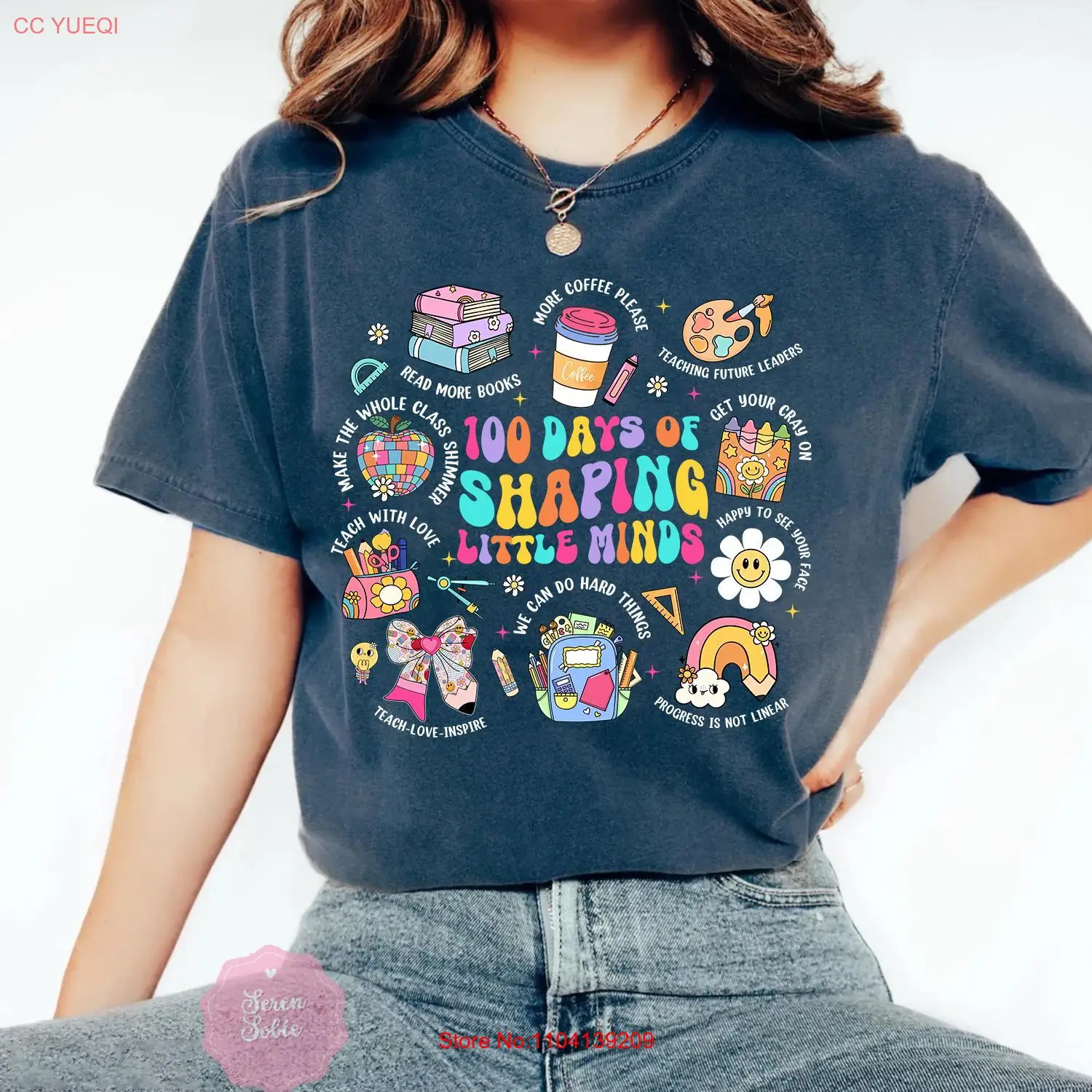 

100 Days Of Shaping Little Mind T Shirt Teacher School Celebrate 100th Day Funny StudenT For long or short sleeves