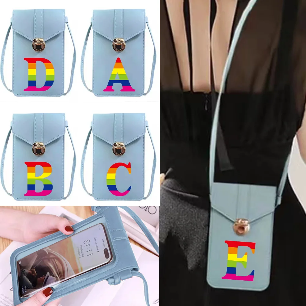Shopping Bags Wallets Touch Screen Cell Phone Purse Crossbody Shoulder Bag Rainbow Letter Print Handbag Perfect Travel Shopping