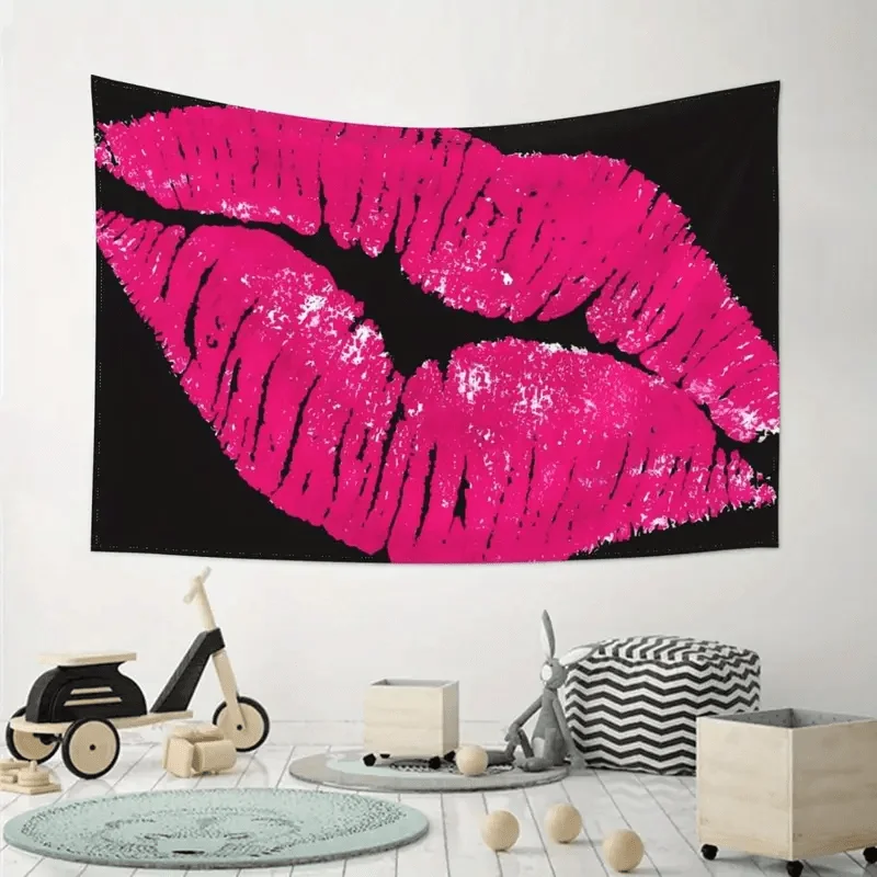 

Ярко-розовый гобелен с принтом губ, односторонний, 2D-печать, стильный, смелый дизайн, для спальни, общежития, гостиной, аксессуар для создания игривой атмосферы, подарок