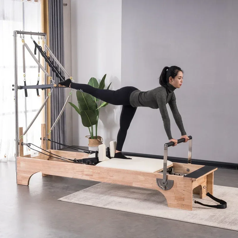 

Deren Pilates EquipmentReformer Pilates Wood Cushioned Core Training Bed Pilates Reformer Bed With Half Trapeze Tower For Yoga C