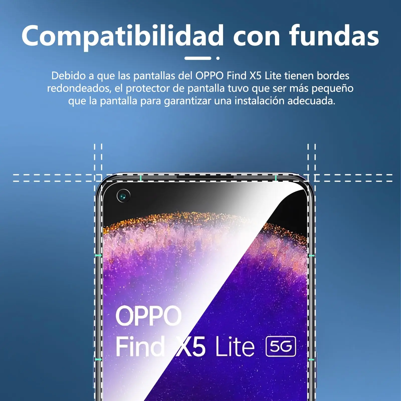 Displayschutzfolie für OPPO Find X5 Lite 5G, gehärtetes Glas, HD 9H, transparent, klar, kratzfest, freundlich – Detail 3