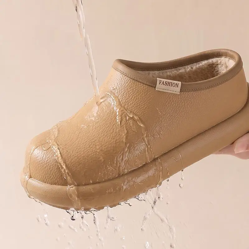 Komfortable, dicke, wasserdichte EVA-Hausschuhe für Damen, Winter 2026, warme Plüsch-Hausschuhe, Paar-Baumwoll-Slides-Schuhe – Detail 7