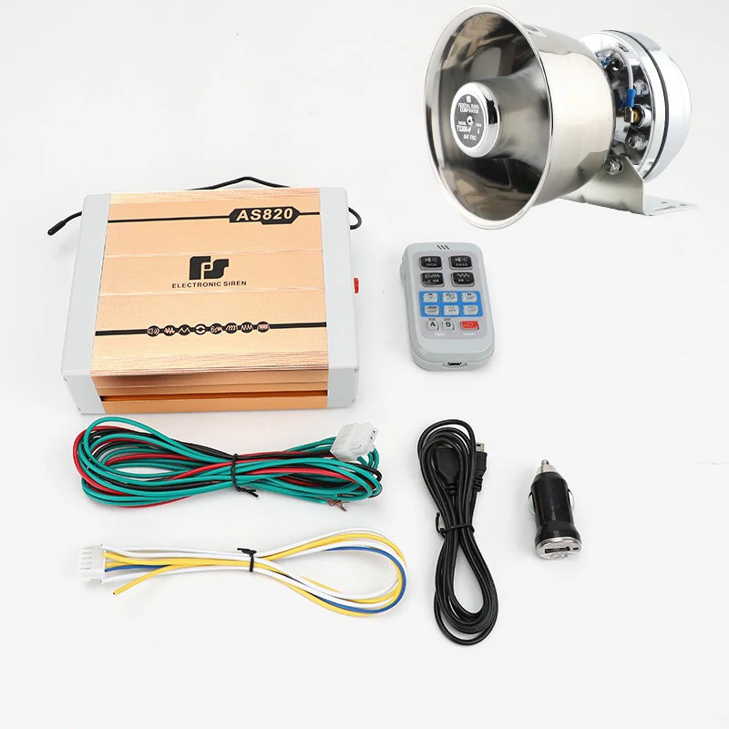 MD  high-power Police Siren PA System , 12V 200W 18 Tone, Microphone Warning Emergency Siren for Vehicles Truck UTV ATV Car