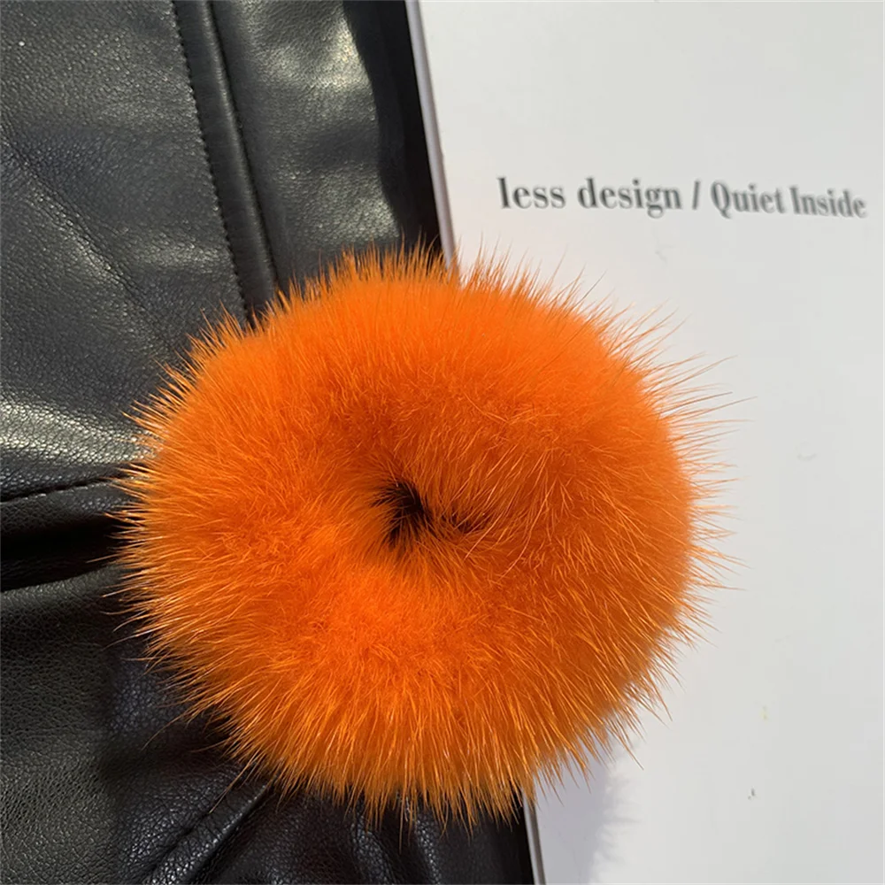 Fashion Hair Rope Real Mink Fur Elastic Bands Woman Luxury Genuine Fur Fluffy Hair Ties Girls Rubber Hair Ring Accessories