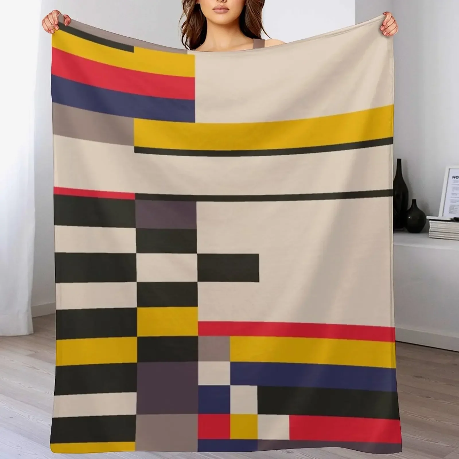 

Geometric design - Bauhaus inspired Throw Blanket For Baby Blankets For Sofas Flannel Fabric Designers Blankets