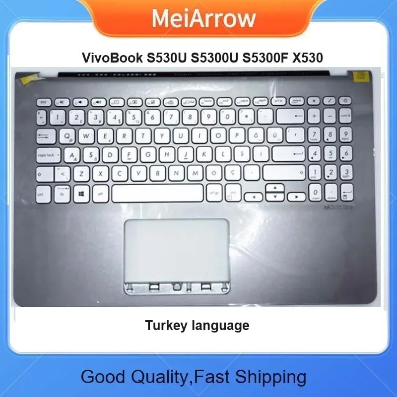 MEIARROW  New/org For Asus VivoBook S15-S5300U/F S530 S530U S5300U S5300F Y5100U Palmrest Turkey Keyboard upper cover,Gray