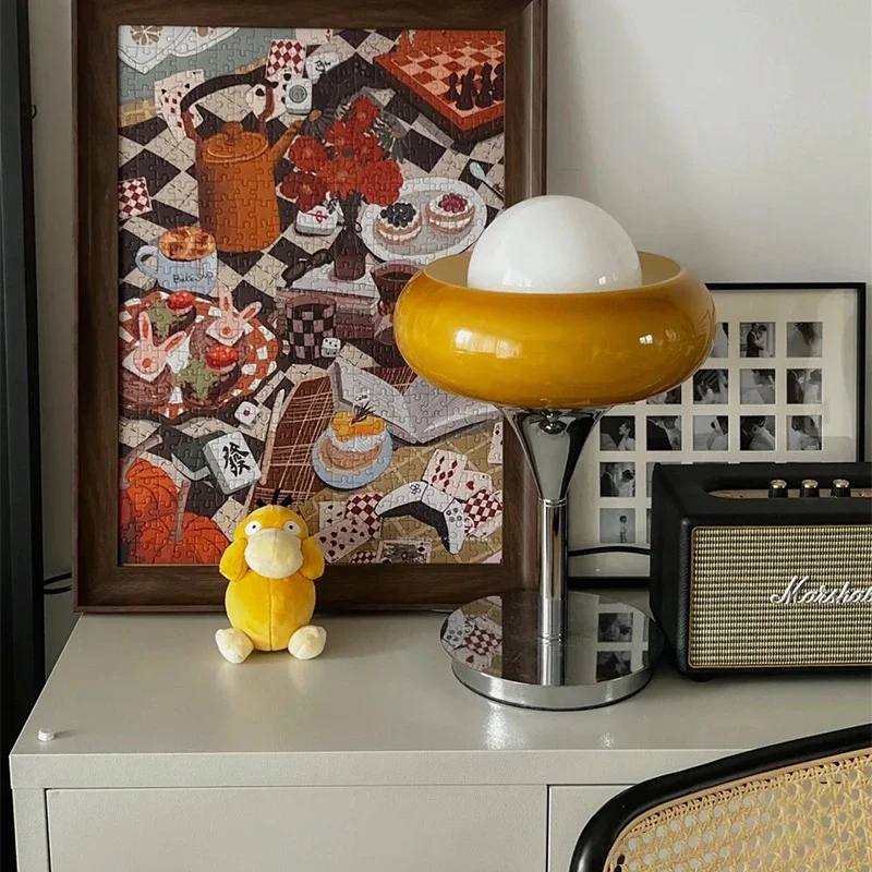 Designer Guzzini Table Lamp Modern bauhaus lamp Bedroom Bedside Study Living Room Retro Yellow Cream Egg Tart Table Light