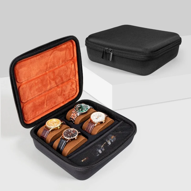 

EVA 4 Slot Watch Box Portable Travel Watch Strap Data Cable Storage Bag Waterproof Mechanical Wrist Watches Organizer Boxes
