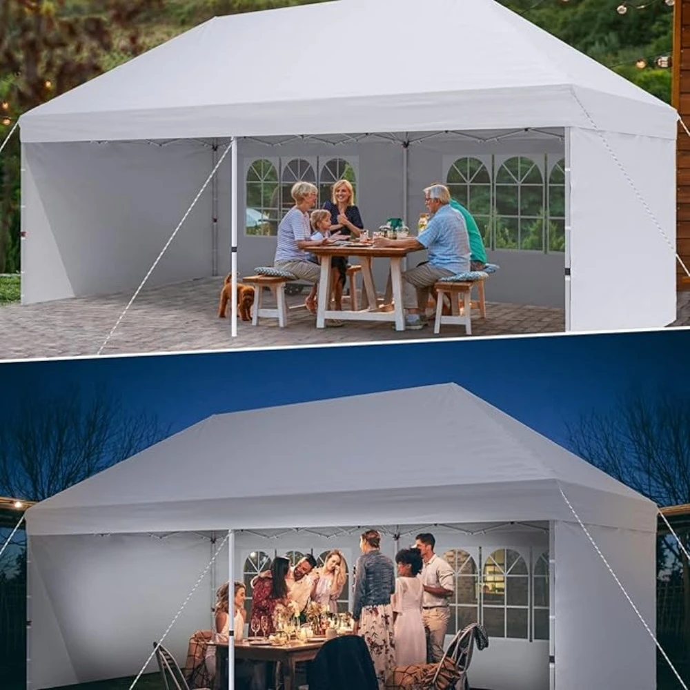 

Canopy 10'X20' Pop Up Canopy Gazebo Commercial Tent with 4 Removable Sidewalls, Stakes X12, Ropes X6 for Patio Outdoor P