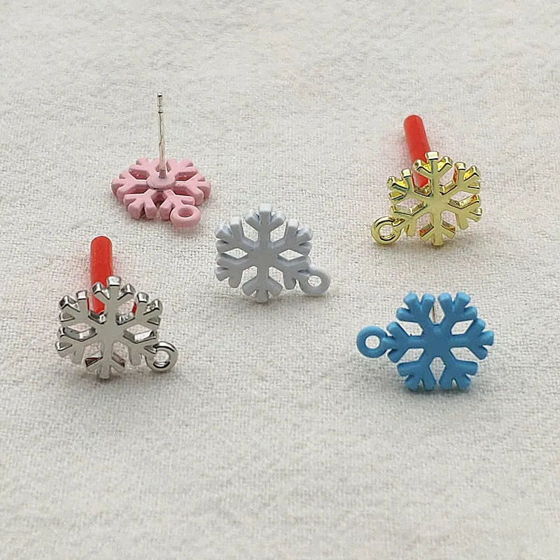 New Arrival! 11mm 100pcs Christmas Snowflake Earrings Stud Connector For Handmade Earrings DIY Parts,Jewelry Findings&Components