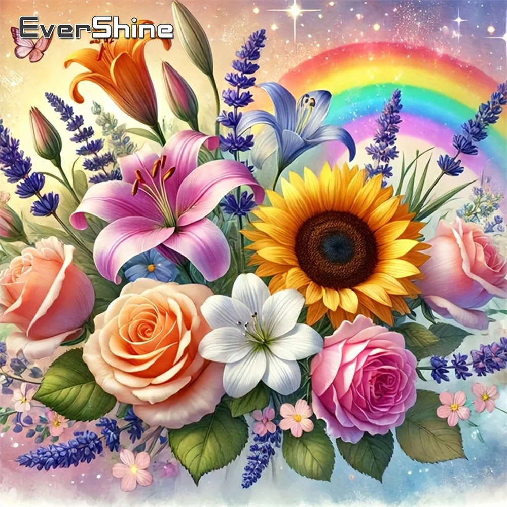 Evershine Neuerscheinung Diamant-Malerei Rosen-Blumen Vollquadratische Stickerei Lilien-Strass-Bild Mosaik Sonnenblumen Wanddekoration