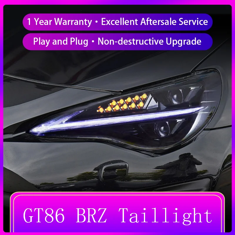 2 PCS Car Lamps For Toyota GT86 BRZ 2012-2020 Front Light DRL Head Lamp Upgrade Dynamic LED Headlight Lens Auto Accessories