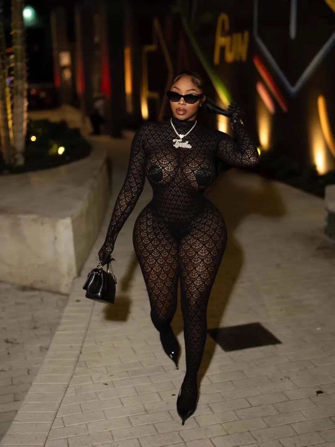 

One Piece Lace See Through Mesh Stretch Rompers Sexy Backless Bodycon Jumpsuit Night Out Club Party Wear