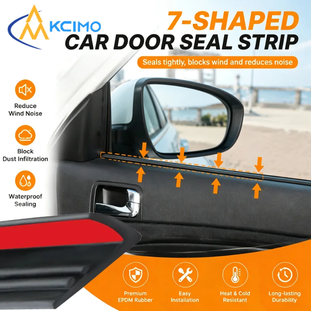 Single Piece 7-Shape Car Window Weather Stripping Rubber Gap Sealing Strip Wind Noise Reduction Side Window Protective Trim