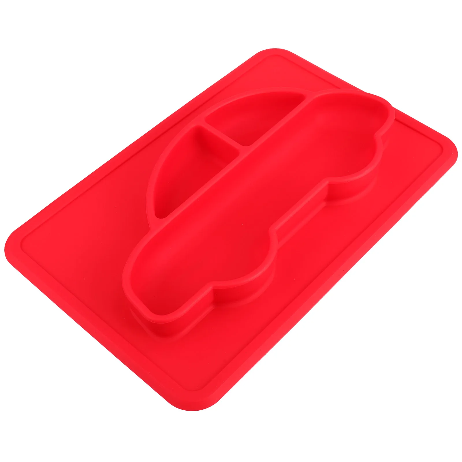 

1pc Silicone Baby Toddler Divided Dishes Red Children Feeding Plate Smooth Edge Kids Plates Food Divided Toddler Bowl Grade Safe