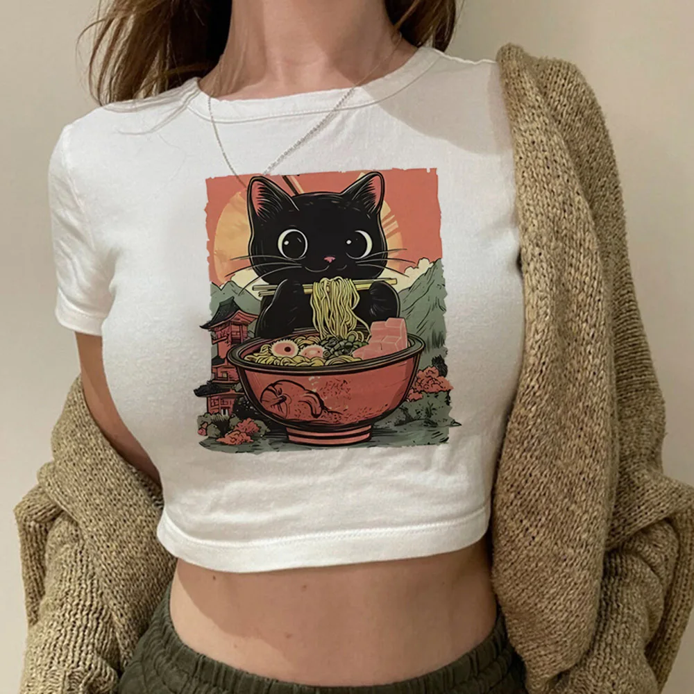 Noodle Ramen Cat crop top Grunge