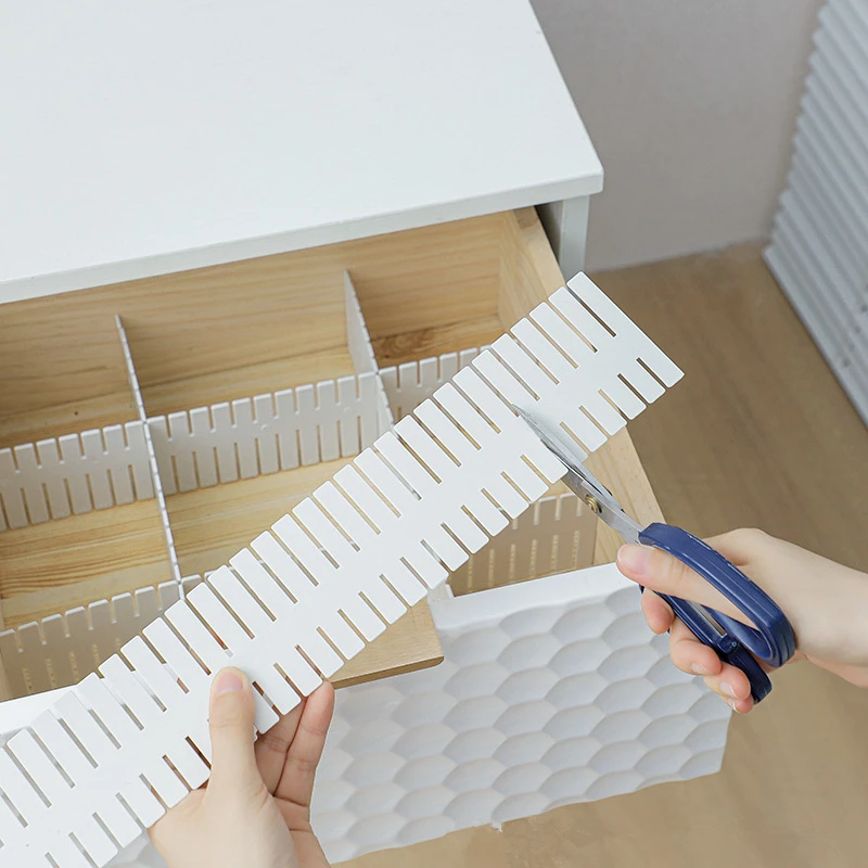 2Pcs Adjustable Drawer Divider DIY Storage Shelves Household Free Combination Partition Board Makeup Sock Underwear Organizer