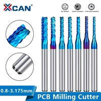 XCAN Carbide End Milling Cutter 10pcs 3.175 Shank Blue Coated CNC Router Bits Engraving Edge Cutter End Mill 0.8-3.175mm