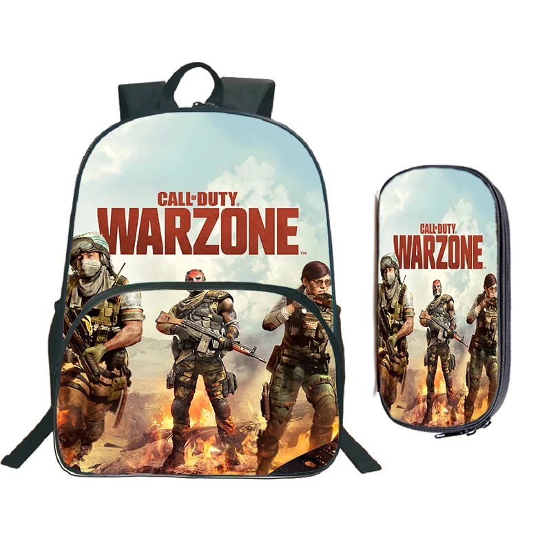 Game Call Of Duty Warzone Backpack With Pencil Bag Large Capacity Schoolbag 2pcs Set Boys Sports Bookbag Waterproof Travel Bag