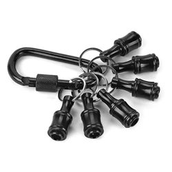 6Pcs Bit Holder With Black Carabiner 1/4inch HexShank Aluminum Alloys Screwdriver Bit Holder Extension Bar Drop Shipping