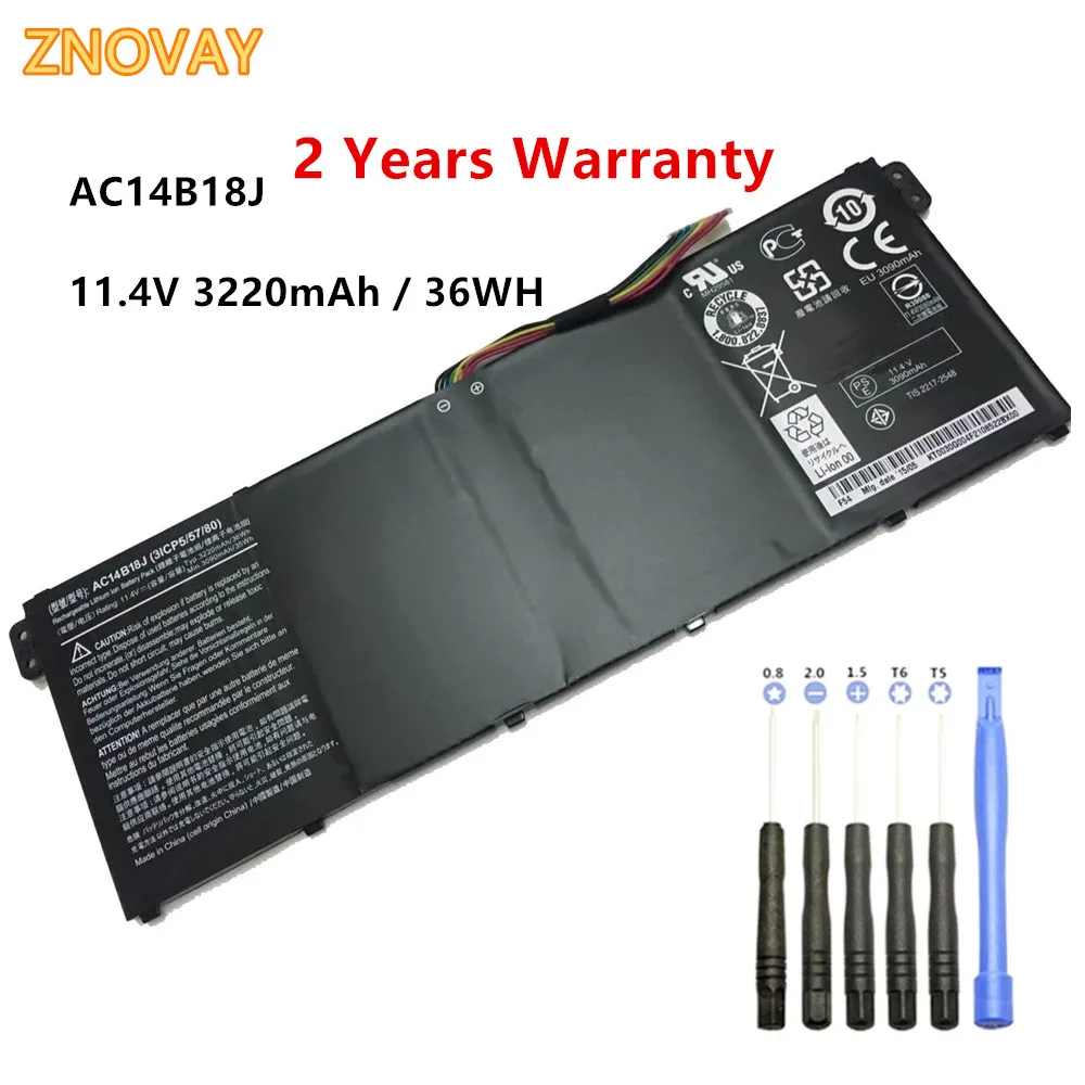 ZNOVAY AC14B18J Laptop Battery for Acer TravelMate B115-MP B115-M, Chromebook 13 CB5-311, Chrombook 13 CB5-311 11.4V 36WH