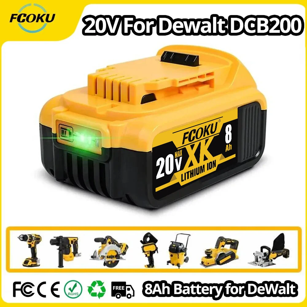 20V Baterry For Dewalt DCB200 Replacement Battery DCB205 DCB201 DCB203 5/6/8Ah Power Tool Baterry For Dewalt Li-ion Batteries