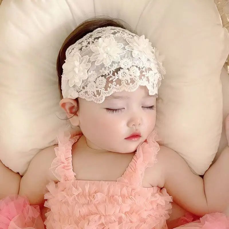 Fashion Baby Hairband Hair Accessories, White and Pink Flower Wide Hairband, Photo Headwear