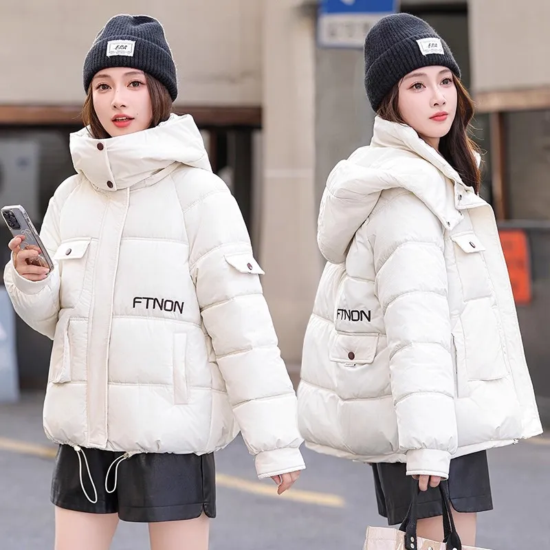 

New Fashion Winter Down Cotton Jacket Women Parkas Hooded Windproof Overcoat Casual Short Thick Warm Cotton Padded Coat Ladies