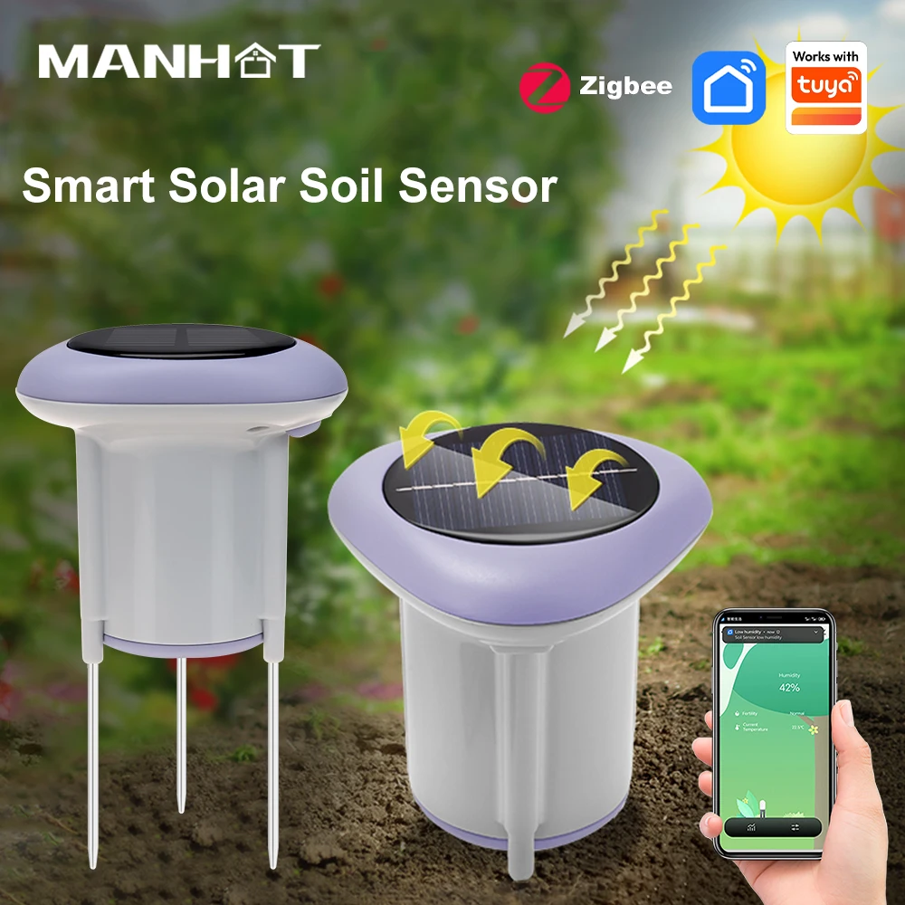 Zigbee Solar Soil Sensor Tester Planting Moisture Temperature and Humidity Meter IP66 Grade APP Real Monitor Detector For Tuya