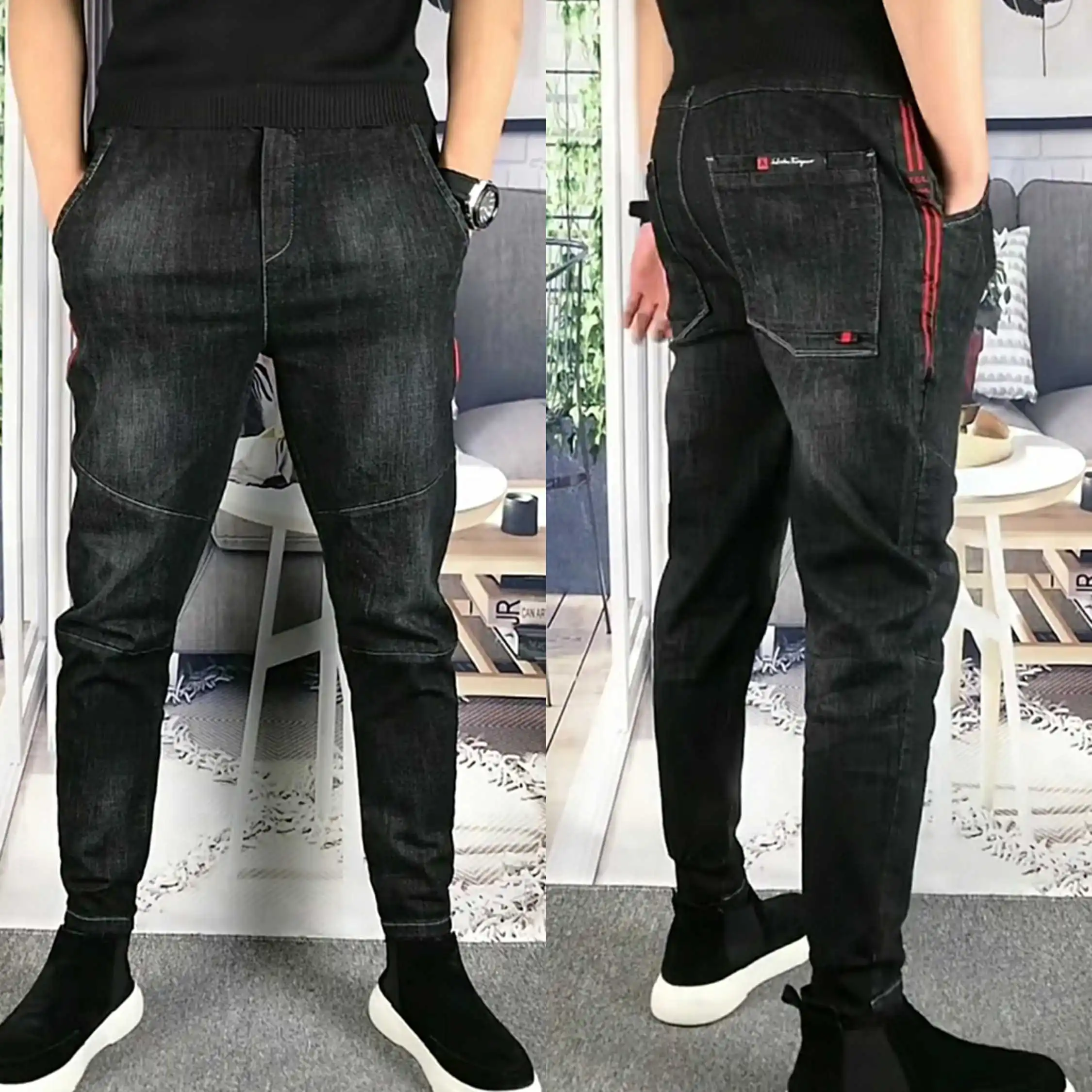 

Модные мужские джинсы Faionable Bla Slim Fit с эластичными манжетами до щиколотки, трендовые, универсальные, повседневные, весенние, молодежные, с высокой талией, из денима