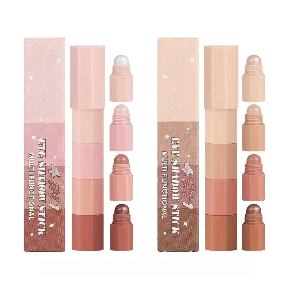 4 cores/conjunto lápis de sombra à prova dwaterproof água sem manchas iluminador vara perolado fosco bicho da seda preguiçoso maquiagem sombra de olho