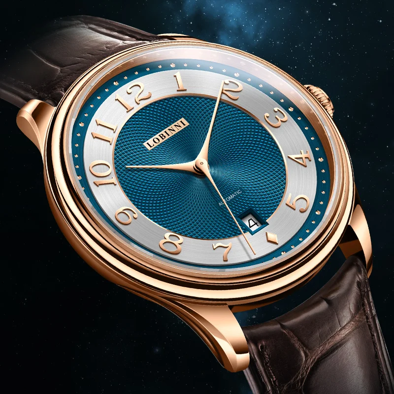 

Lobinni Men Automatic Watch 41MM Mechanical Wristwatch 50M Waterproof Sapphire Mirror Butterfly Clasp Date