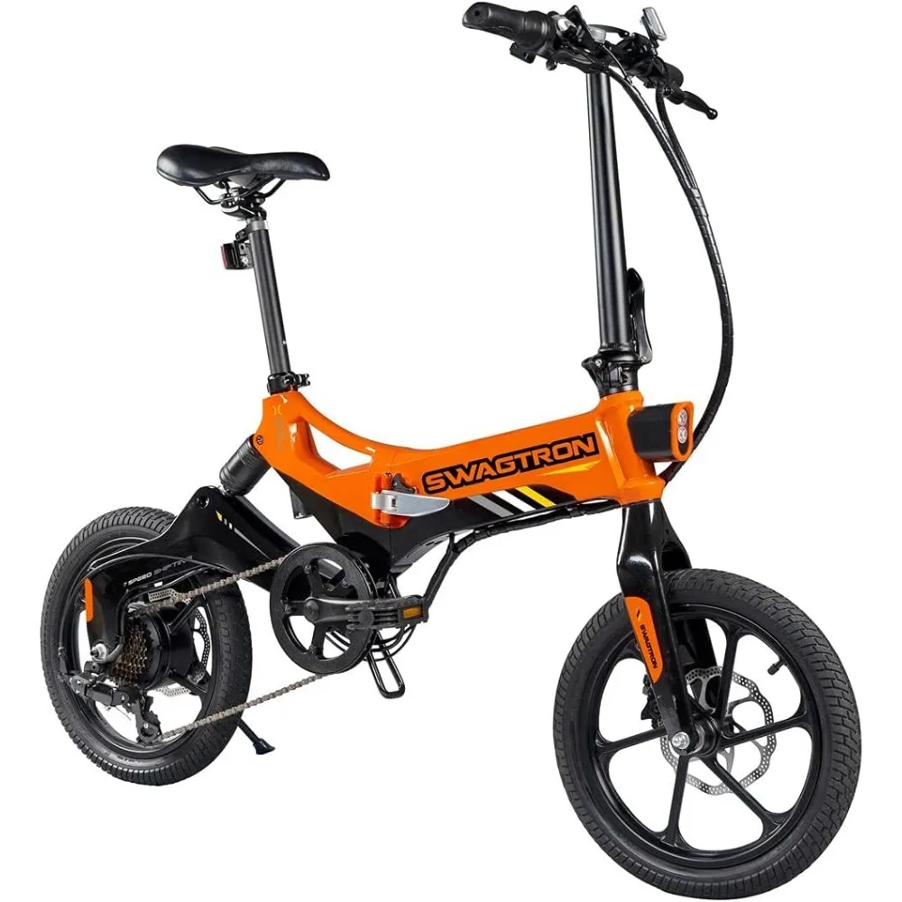 

Складной электрический велосипед Swagcycle EB-7 Elite Plus со съемной батареей, оранжевый/черный, колеса 16 дюймов, 7 скоростей