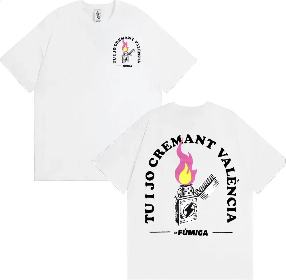 تي شيرت La Fumiga Tu I Jo Cremant فالنسينا ميرش تي شيرت ملابس للرجال تي شيرت قوطي عالي الشارع 100% قطن فضفاض كبير الحجم #4