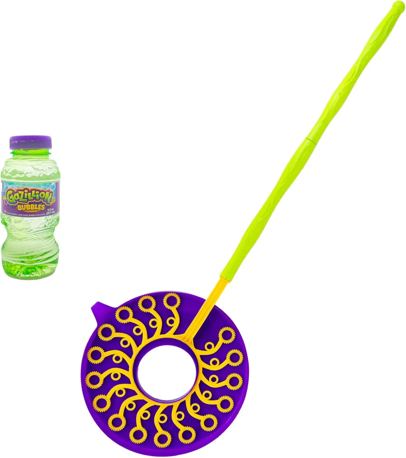 

Bubble Wand Set: 33 Mini Wands, 3ft Handle, 2 Bottles Solution - Endless Bubbles!