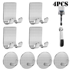 4pcs Strong Shower Razor Holder Adheisve Razor Shower Holder Stainless Towel Hooks Wall Mount Razor Holder Bathrooms Kitchen