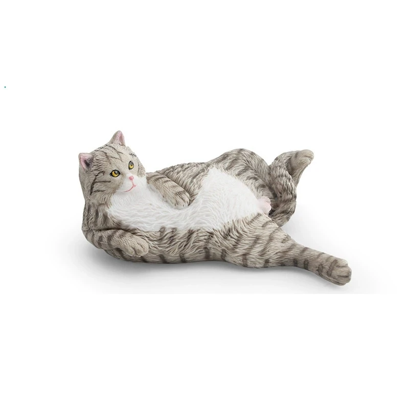 Simulation Side-Lying Pose Cat Figurine Desktop Pet Tabby Kitten Model Home Decor ornament gift