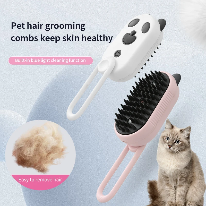 

New Panda Multi-functional Pet Brush 3-in-1 Pet Grooming Brush for Dogs Cats Hair Removal Tool Steamy Brush Massage for Ultimate