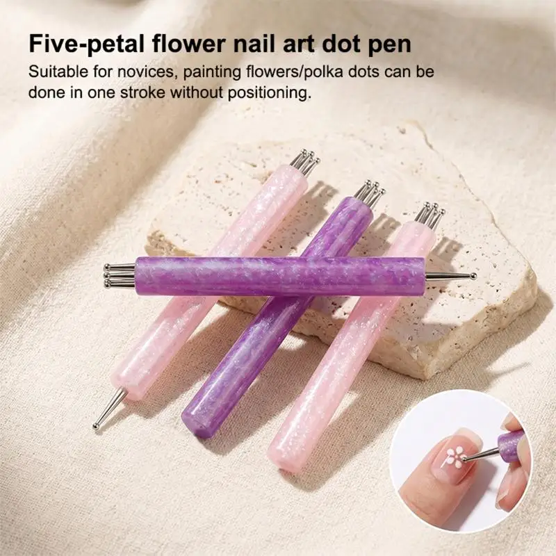 5-Blütenblatt-Punktierwerkzeug Blumenformer DIY Nagelkunst 1,8mm Feine Spitze Strass-Picker Glitzer-Griff Maniküre Nagelwerkzeuge Pinsel