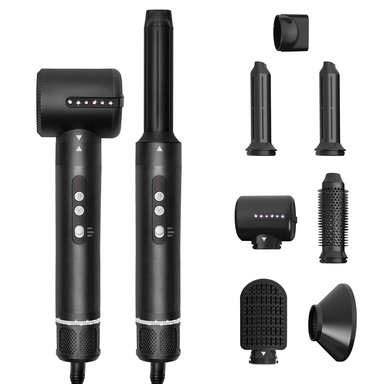 7 In 1 Hair Dryer Nozzle Diffuser Hot Air Brush Straightener Comb Curler Blow Dryer One Step Multistyler Air Styler 5 6 7 8 In 1