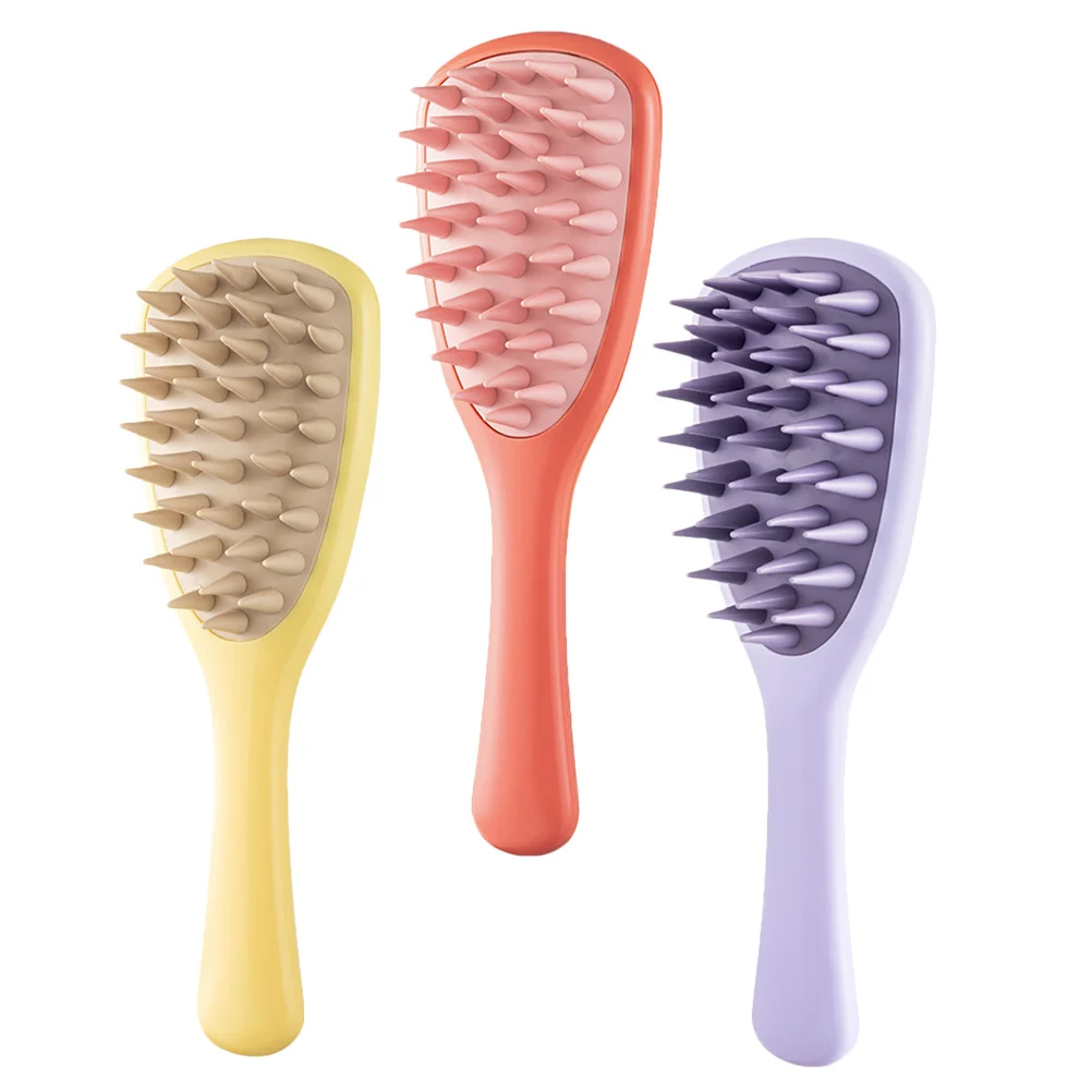 

3pcs Paddle Comb For Hair Washing Scalp Massage Brush Coarse Bristles Deep Clean Dandruff Removal Detangling Tool